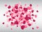 Heart confetti splash. Love background. Pink confetti texture. Vector illustration