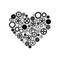 Heart consisting of gears. Black on a white background. Vector