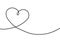 Heart continuous line drawing. Single hand drawn contour heart for love design. Single lineart sketch heart. Symbol love. Simplici