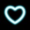 Heart contour neon or blue glow radiant effect of love with space for Valentines day. Decorative holiday design, night of romance