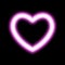 Heart contour neon or pink glow radiant effect of love with space for Valentines day. Decorative holiday design, night of romance