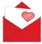 Heart crayon on red envelope vector