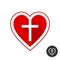 Heart with cross. Christian church symbol.