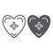 Heart with cross line and glyph icon, medicine and cardiology, health care sign, vector graphics, a linear pattern on a