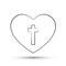 Heart with cross love church line art logo icon symbol on white background