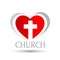 Heart with cross love church logo icon symbol on white background