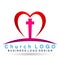 Heart with cross love church logo icon symbol on white background
