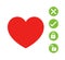 Heart and cross tick lock unlock icon.