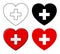 Heart and cross. Vector health care icon design isolated on whit