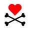 Heart with crossbones icon. Element for design for holiday Valentine\\\'s Day. Vector illustration isolated