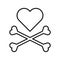Heart with crossbones line icon. Element for design for holiday Valentine\\\'s Day. Vector illustration isolated