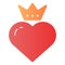 Heart with crown flat icon. Valentines heart color icons in trendy flat style. Queen heart gradient style design