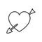 Heart with Cupid Arrow Outline Icon on White