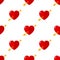 Heart with Cupid Arrow Seamless Pattern