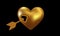 Heart with cupid\\\'s golden arrow. Realistic 3d design element. Vector Illustration EPS10