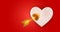 Heart with cupid\\\'s golden arrow. Realistic 3d design element. Vector Illustration EPS10