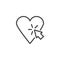 Heart and cursor click outline icon