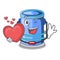With heart cylinder bucket with handle on cartoon