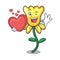 With heart daffodil flower mascot cartoon