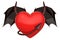 Heart Demon With Wings. Isolated in white background.  3d illustration