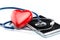 Heart disease research, stethoscope ,heart shape and Digital Tab