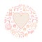 Heart with dog icons round illustration