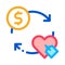 Heart Dollar Coin Icon Vector Outline Illustration