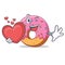 With heart Donut mascot cartoon style