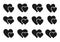 Heart double icon flat black valentine love card set