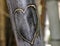 Heart drawing carved into a bamboo tree at the LA Arboretum