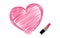 Heart drawing by Lipstick pink color