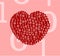 Heart drawn of digital binary zero one text on red squares beautifully on pink background plain clear vector illustration