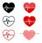 Heart and ECG - EKG signal set, Heart Beat pulse line concept d