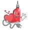 With heart electric drill isolated with the mascot