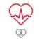 Heart with electrocardiogram pulse graph. Cardiac echo symbol, ECG or EKG examination. Health care concept. Vector outline