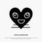 Heart, Emojis, Smiley, Face, Smile solid Glyph Icon vector