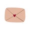 Heart envelope, closed craft envelope, love letter. Doodle, vector
