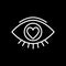 Heart in the eye line icon. Love in the eye vector illustration isolated on black. Love look outline style design