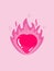 heart on fire illustration for passionate love symbol