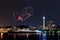 Heart Fireworks celebrating over marina bay in Yokohama City