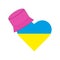 heart flag of Ukraine in pink panama hat