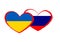 heart with the flag of Ukraine russian flag on white background.