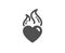 Heart flame icon. Love fire emotion sign. Vector