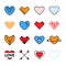 Heart flat  and line icon trendy bright modern colors
