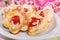 Heart and flower shaped puff pastry cookies for valentines