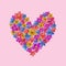 Heart of flowers watercolor illustration postcard valentine congratulation invitation