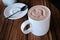 Heart on foam mugs cappuccino