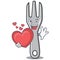 With heart fork character cartoon style