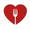 heart and fork sign healthy food icon