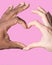 Heart formed by hands African American Caucasian. Diversity concept